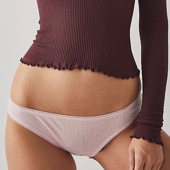 🎉LAST CHANCE🎉 FREE PEOPLE Pointelle Bikini Undies / Cotton Candy - Picture 1 of 5